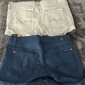 7 For All Mankind Blue and Gray Jean Shorts